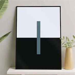 Quadro Minimalista Abstrato Azul Petróleo E Preto 45X34Cm