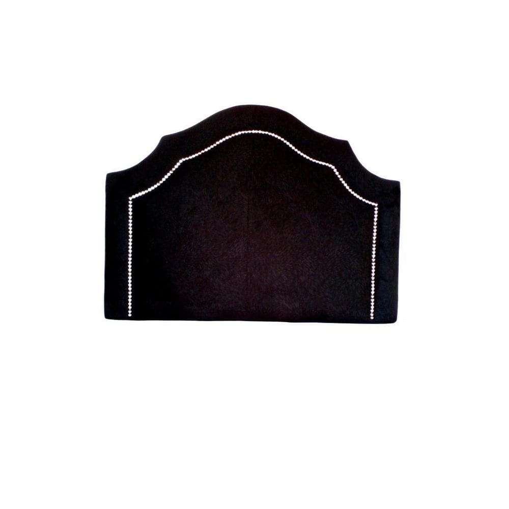 Cabeceira Solteiro Veludo Preto Deluxe Brilho`S Tacha Prata