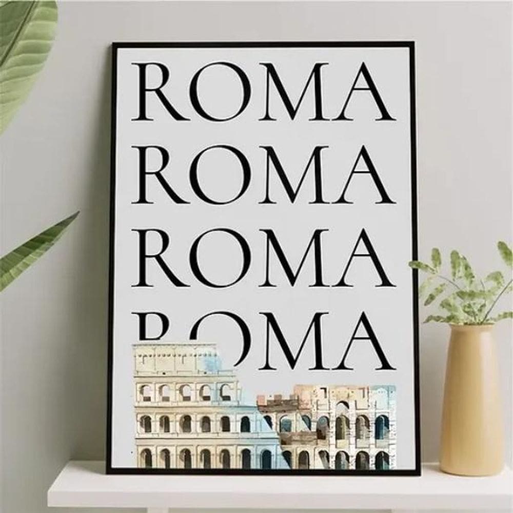Quadro Decorativo Minimalista Roma - Coliseu 24X18Cm - Vidro