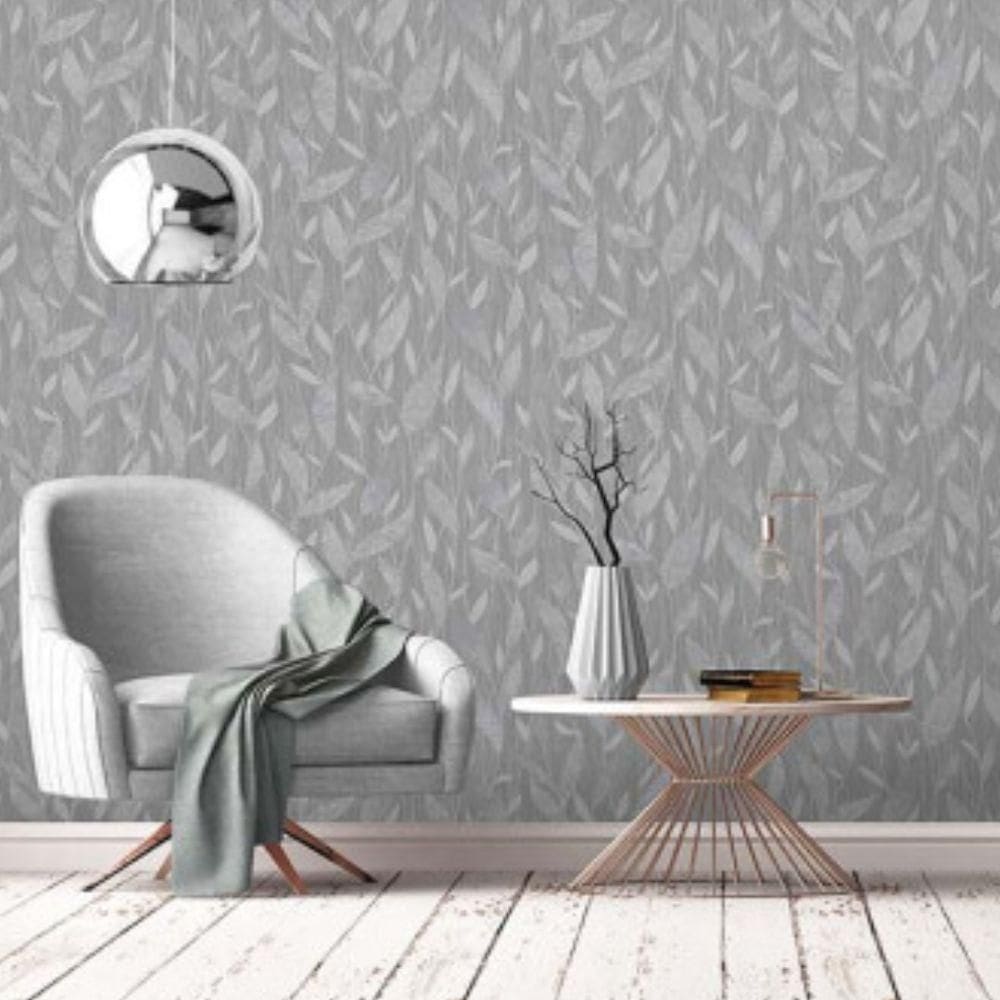 Papel De Parede Lille Folhagem Cinza 56709