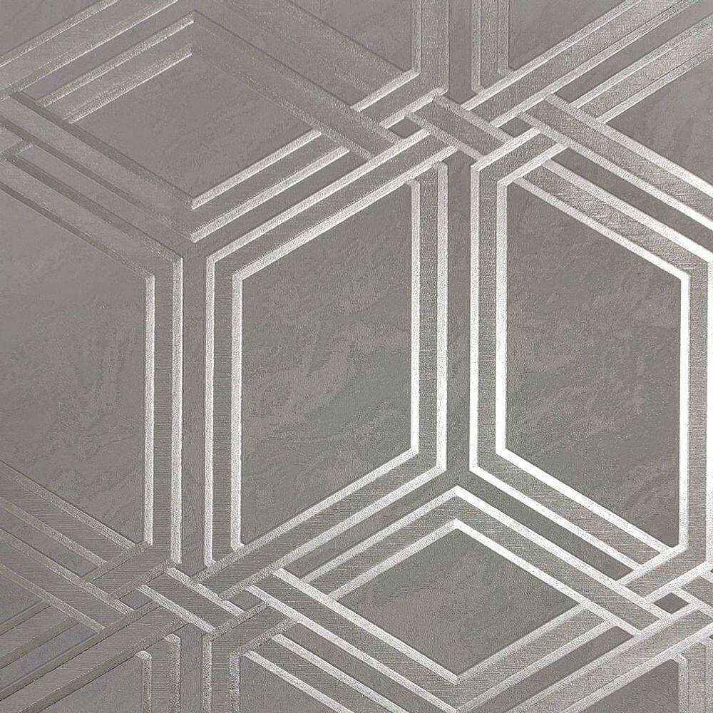 Papel De Parede White Swan Geométrico Cinza Ws100004r