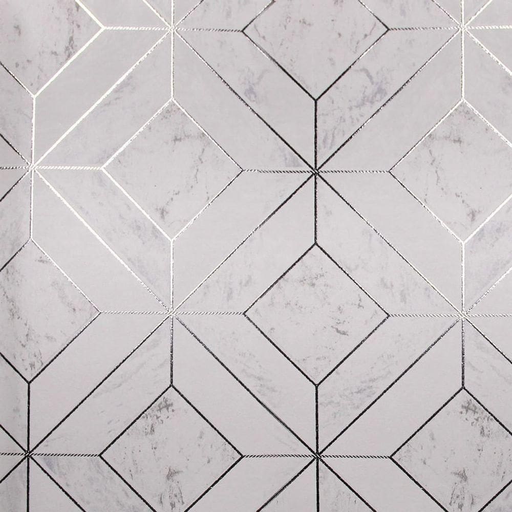 Papel De Parede White Swan Geométrico Cinza Ws100701r