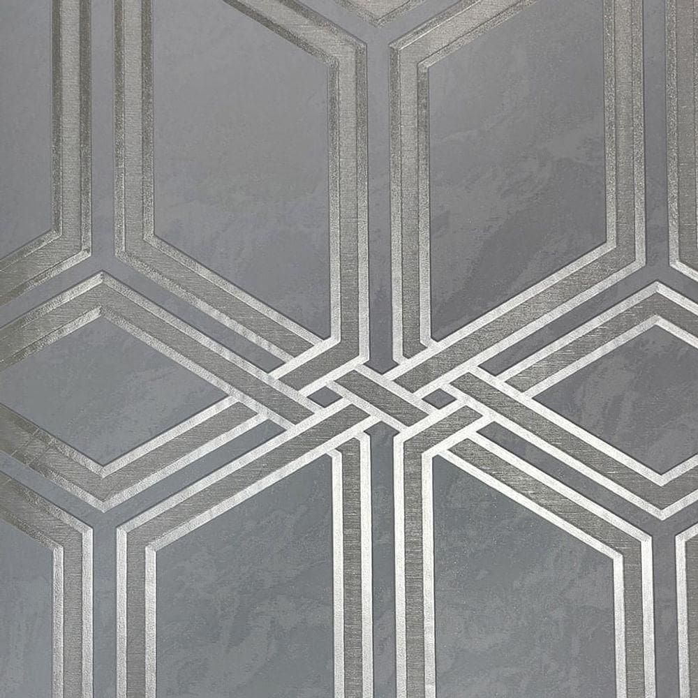 Papel De Parede White Swan Geométrico Cinza Ws100002r