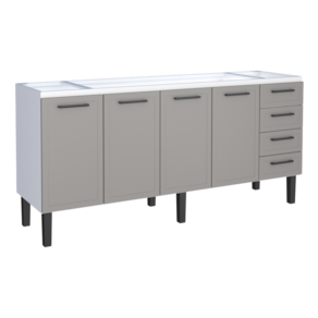 Gabinete Armário Cozinha Juno 1.80 Mt - 4 Portas 4 Gavetas - 100% Aço -Cozimax - CINZA