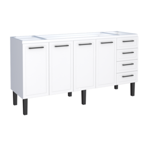 Gabinete Armário Cozinha Juno 1.80 Mt - 4 Portas 4 Gavetas - 100% Aço -Cozimax - BRANCO