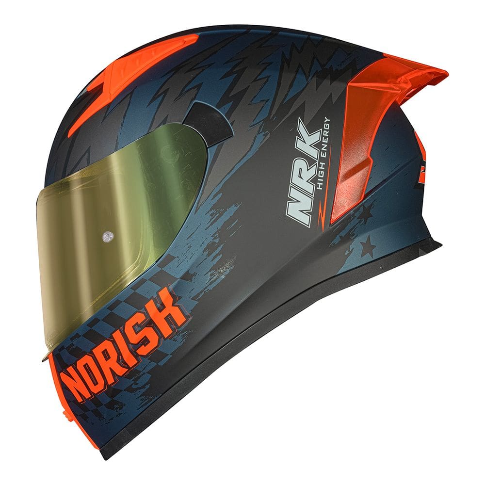 Capacete Norisk Flow Daytona Azul e Laranja Fosco