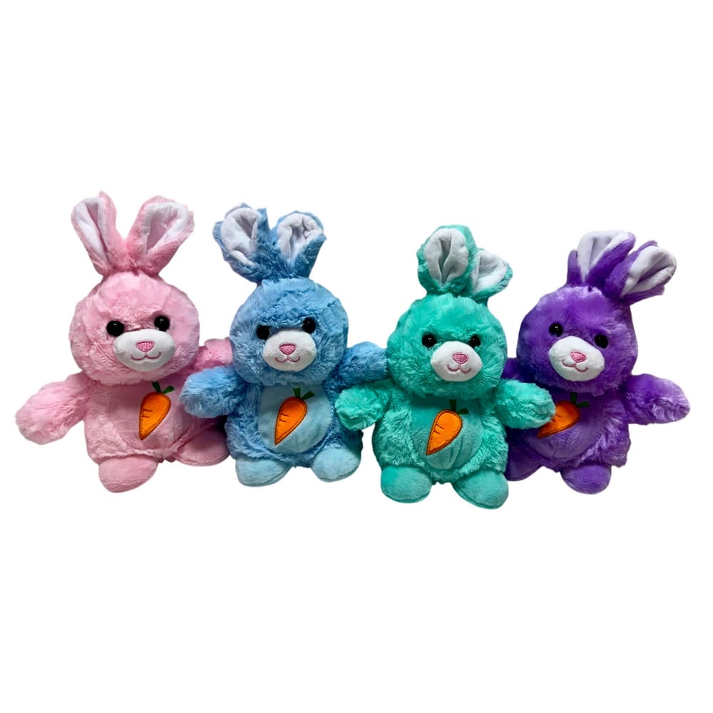 Kit 4 Coelho De Pelucia Cesta Fofo Colorido Para Pascoa - 25cm