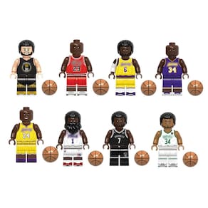 Kit 8 Bonecos Jogadores Basquete Americano Blocos De Montar