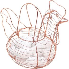 Cesto Galinha Porta Ovos Aramado Decorativo 18 Ovos Branco