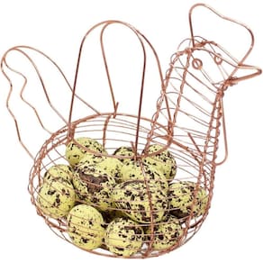 Cesto Galinha Porta Ovos Aramado Decorativo 12 Ovos Amarelo