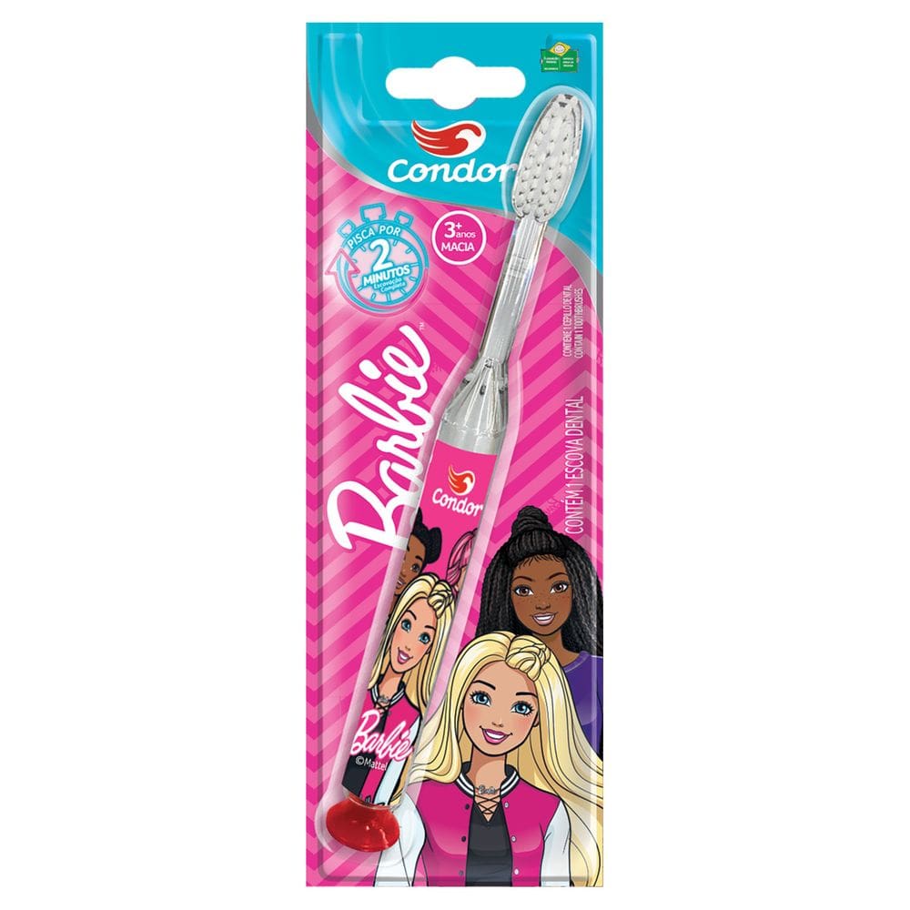 Escova Dental Macia com Luz de Led que Pisca Barbie Cabeça P