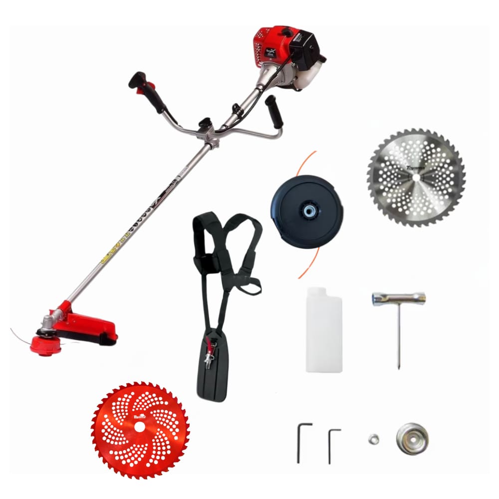 Roçadeira a Gasolina 2T Toyama TBC43X Com Carretel e 2 Lâminas Circulares