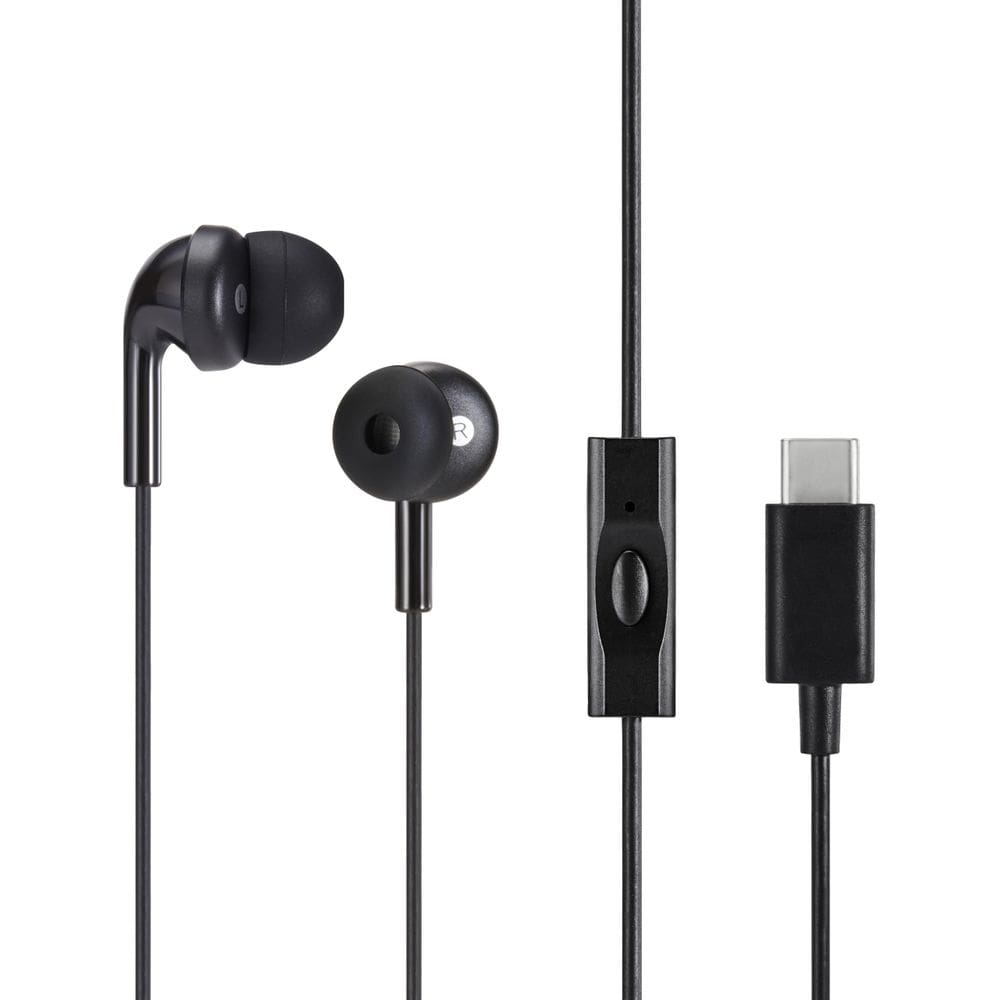 Fones de ouvido com fio Amazon Basics USB-C com microfone preto