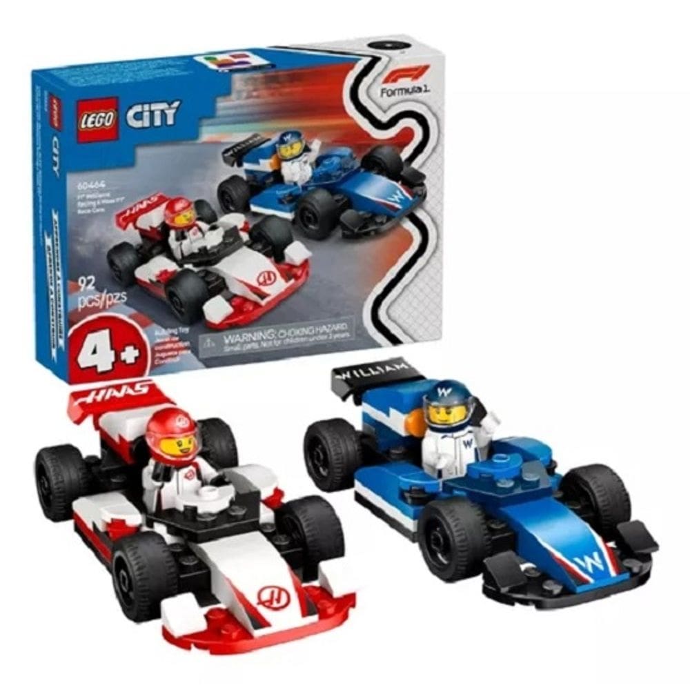 Lego 60464 City Formula 1 - Carros Da Williams Racing E Haas F1 – 92 peças