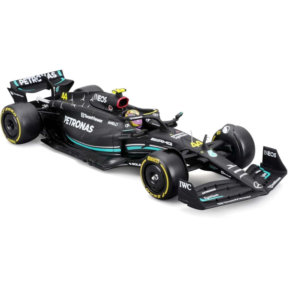 Miniatura Bburago Mercedes-AMG F1 W14 E Performance 2023 Lewis Hamilton 44 1/24 C/ Piloto