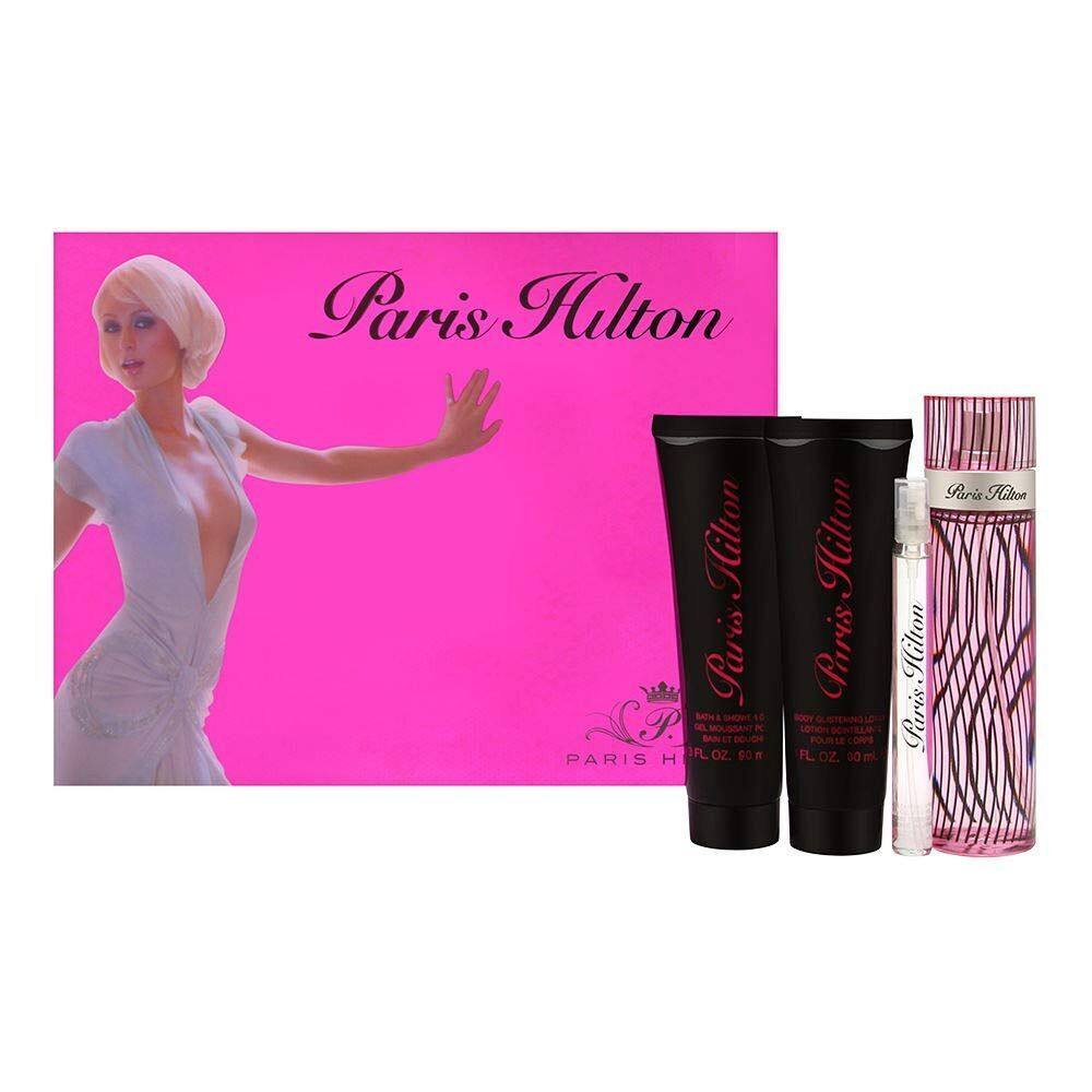 Conjunto de 4 peças de fragrância feminina com estilo Paris Hilton