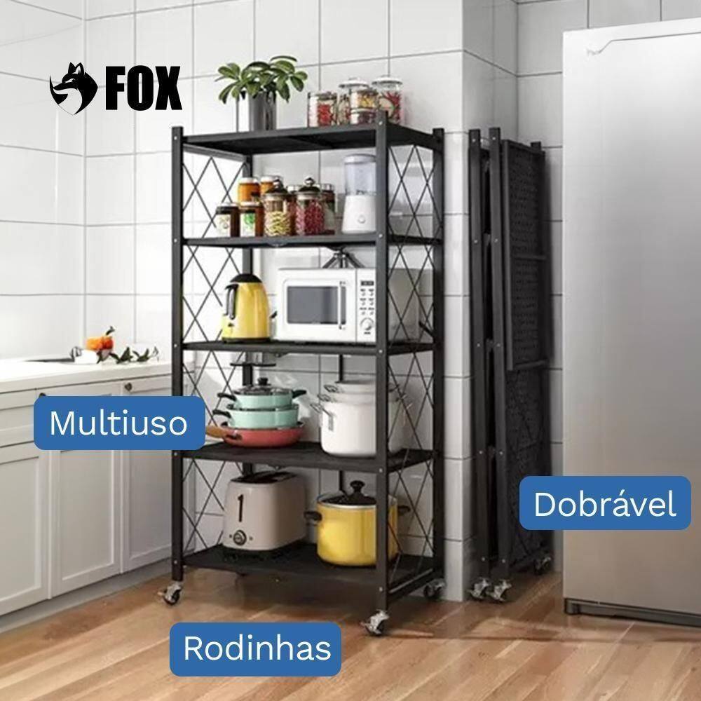 Estante Organizadora Dobrável 5 Níveis Fox Preta | Casas Bahia
