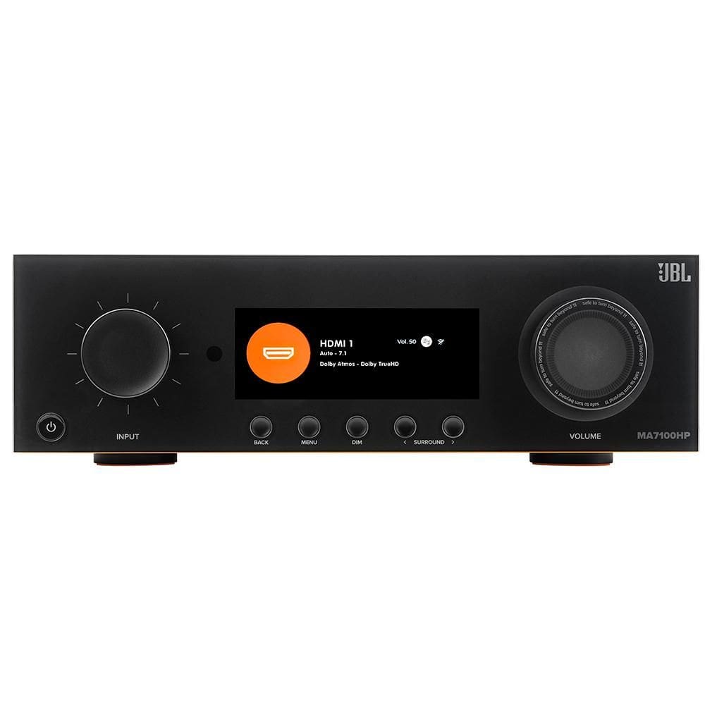 JBL MA7100HP Receiver 7.2 Canais Classe D 175W Dolby Atmos DTS:X 8K Bluetooth Wi-Fi Airplay 2 Bivolt Preto