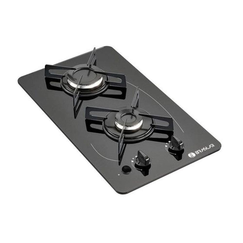 Fogão Cooktop 2 Bocas à Gás Pop Mesa de Vidro Temperado Braslar