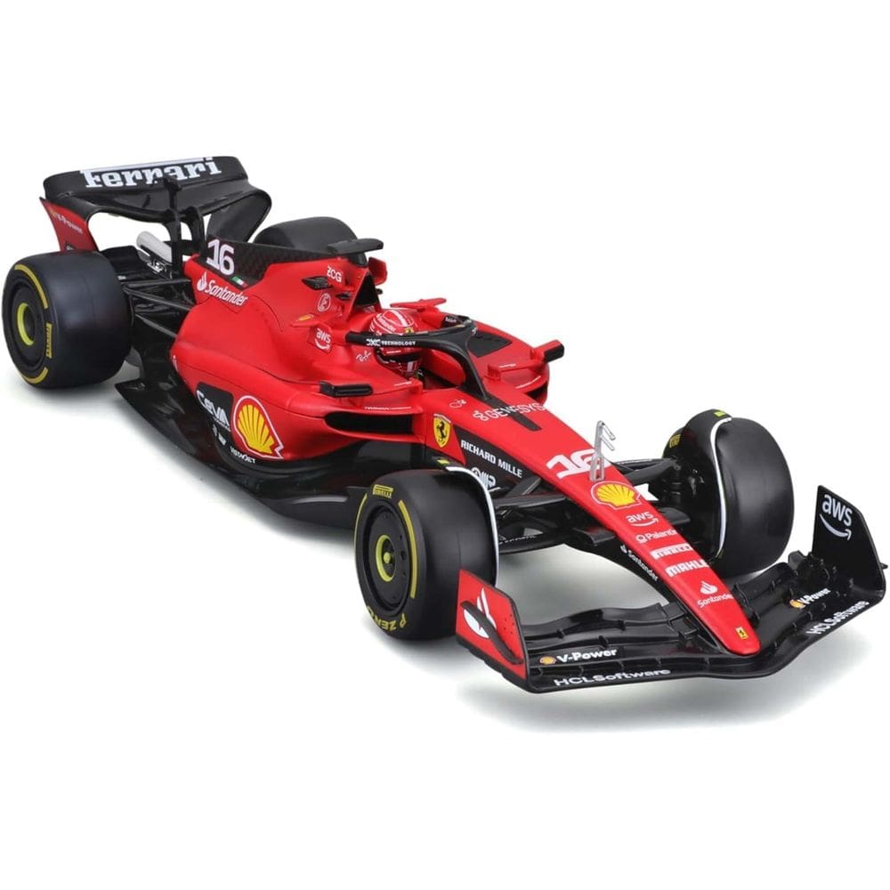 Miniatura Bburago F1 Ferrari SF-23 2023 Charles Leclerc 16 1/24 c/ Piloto