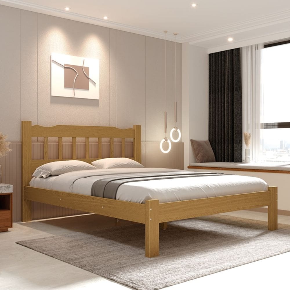 Cama Perola Queen 160 Madeira Maciça Reforçada Nogueira Nemargi
