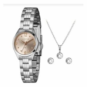 Kit Relógio Analógico Feminino Lrmh179L25 K01Sr2Sx Conjunto