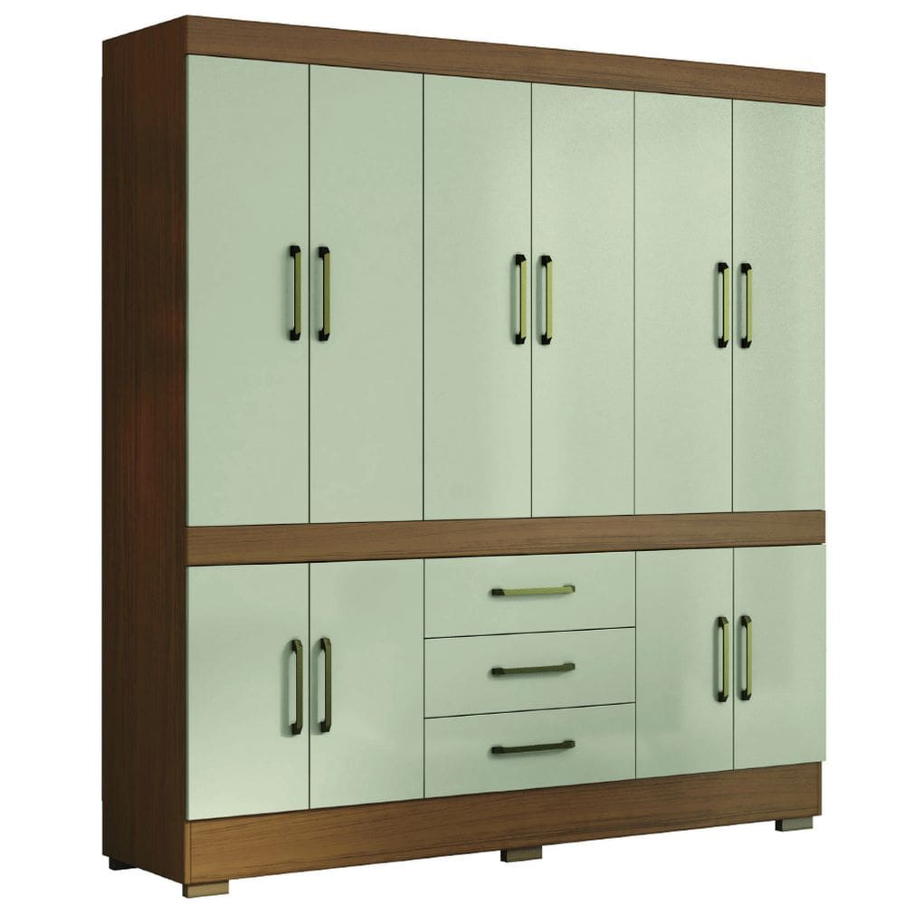 Guarda Roupas Casal 10 Portas 3 Gavetas Monaco Madeirado / Areia Aramóveis