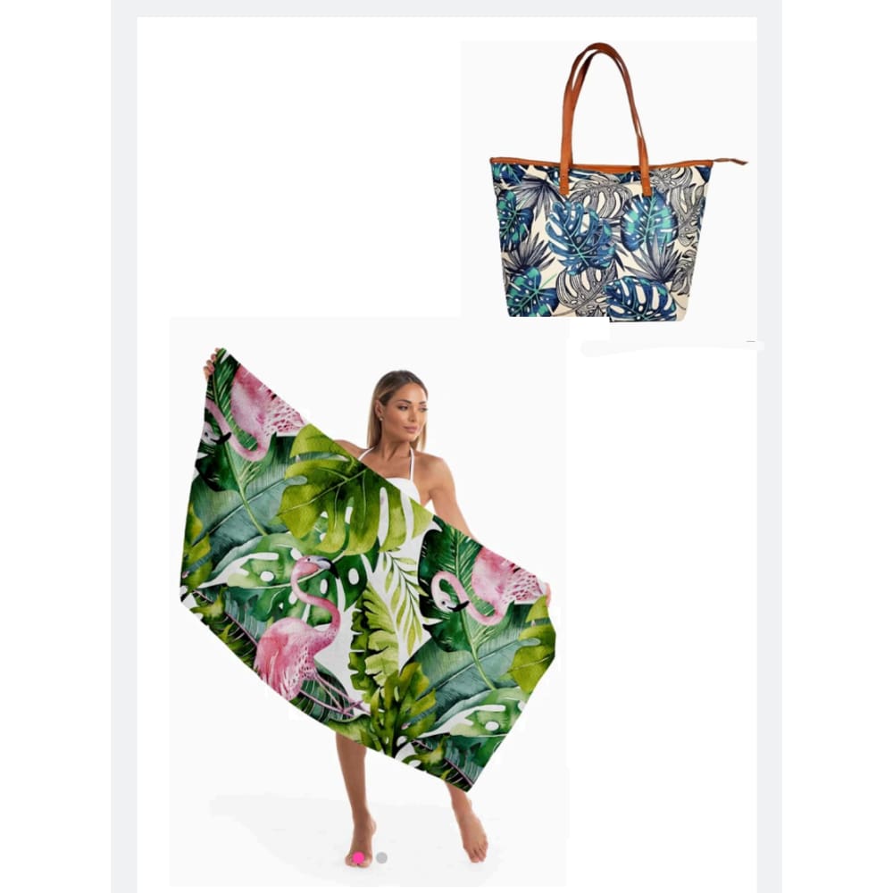 ki praia Bolsa tropical Azul +toalha