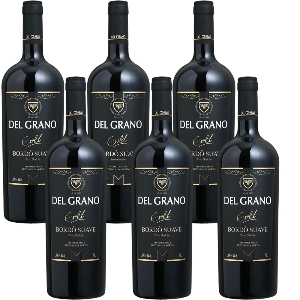 Cx 6 Vinho Del Grano Bordô Suave 1 litro