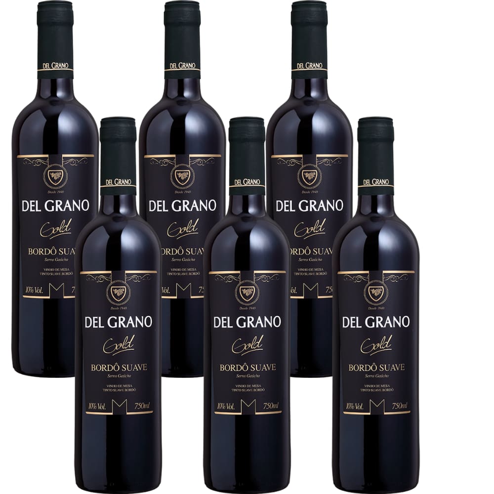 Cx 6 Vinho Del Grano Bordô Suave 750 ml