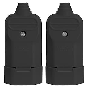 2 Tomada Plug Fêmea Prensa Cabo 2 Pinos Finos 10A Preta