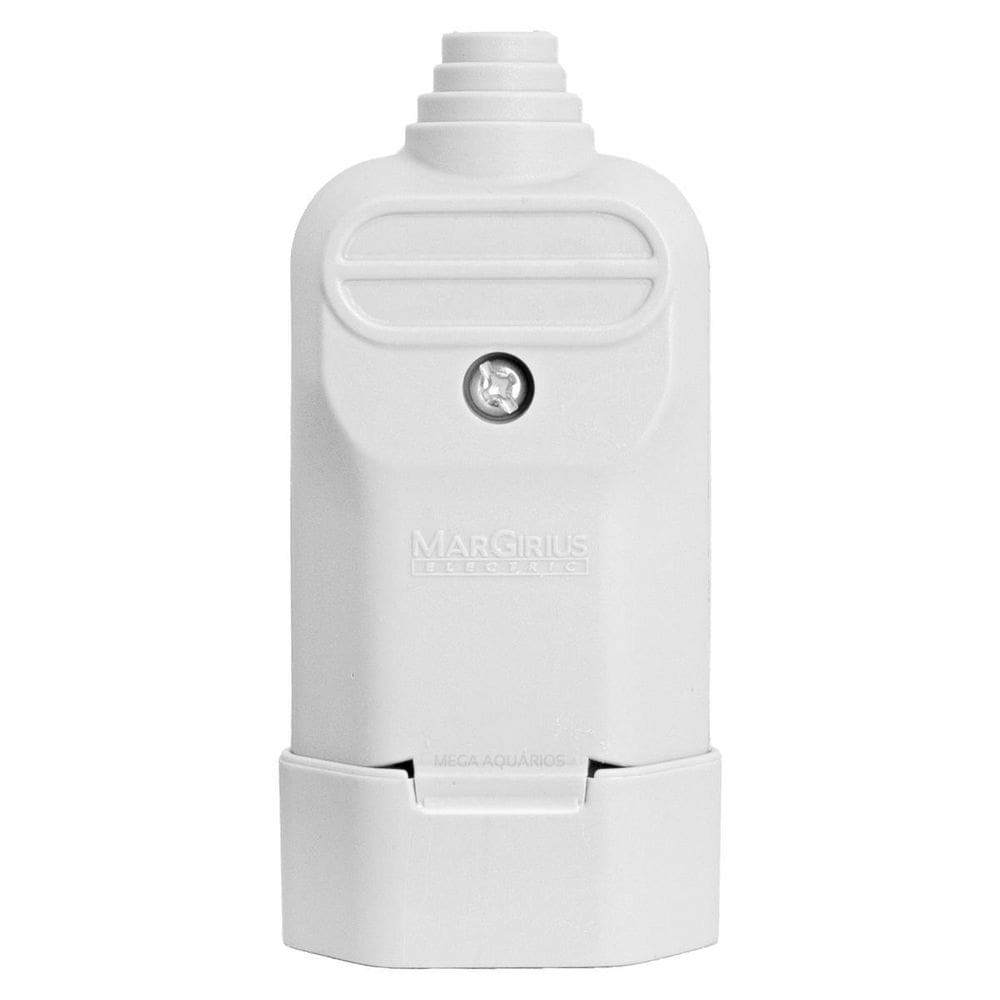 Tomada Plug Fêmea Prensa Cabo 2 Pinos Finos 10A Branco