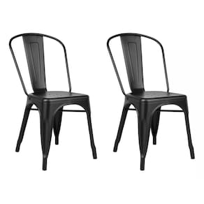 Kit 2 Cadeira Tolix Iron Aço Carbono Industrial - Preto