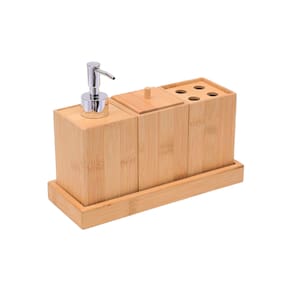 Conjunto Para Banheiro Em Bambu Ecokitchen Com 4 Peças Mimo Style