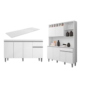 Cozinha Compacta Alice e Balcão Tatiane 120mt Com Tampo Mdp Branco - AJL