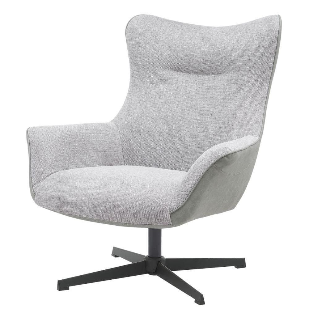 Poltrona Giratória Metropolitan Fratini Composê Poliuretano (PU) Gelo Tecido Cinza Base Aço Preto