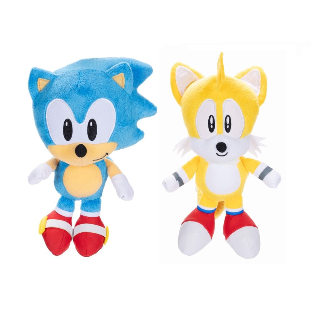 Brinquedo de pelúcia Sonic The Hedgehog, pacote com 2 polegadas, Sonic & Tails
