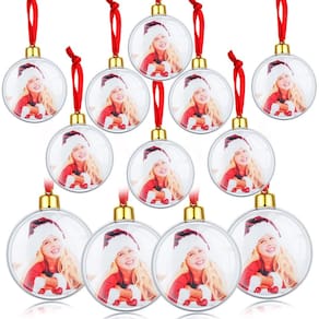 Bola de enfeite fotográfica Skylety Christmas Hanging 12 peças vermelhas