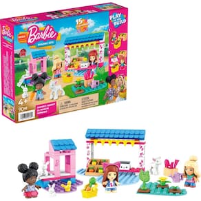 Conjunto de construção de brinquedos Mega Barbie Farmer`s Market com 3 microbonecas