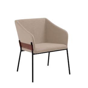 Poltrona Jobim Base em Aço 77cm X 61cm X 64cm Bege/Cinza/Marrom