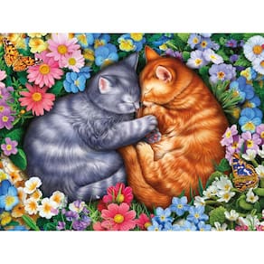 Quebra-cabeça Ceaco Sleeping Kittens in Flowers 300 peças