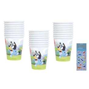 Pacote de suprimentos para festas Bluey Birthday com 24 copos de papel de 270 ml