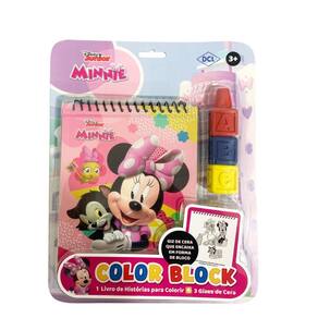 Livro Infantil Miniie de Colorir com 3 Gizes de Cera Inmetro