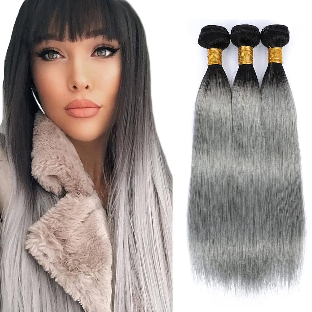 Pacotes de cabelo Luxvogue Straight T1B/GREY Brazilian Virgin