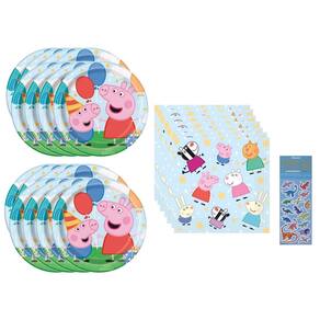 Pacote de suprimentos de festa Peppa Pig Birthday para 16 com pratos