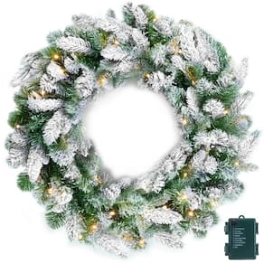 Guirlanda de Natal Brightown com bateria LED de 24 polegadas pré-iluminada
