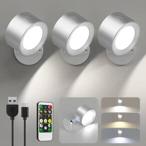Luzes LED montadas na parede Lightbiz, 3 unidades com recarregável remoto