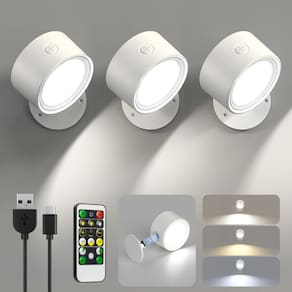Arandelas de parede LED Lightbiz, 3 unidades com bateria recarregável remota