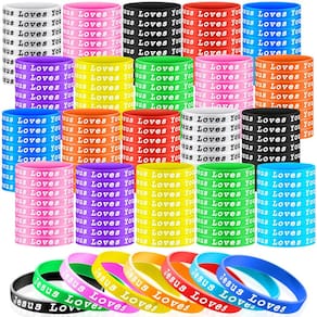 Pulseiras de silicone Skylety Jesus Loves You para crianças (50 unidades)
