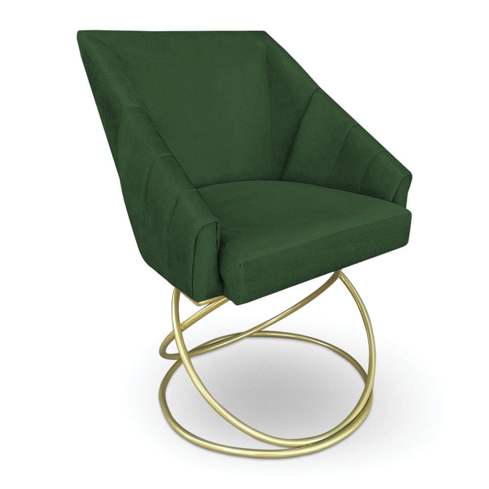 Poltrona Luxo Alana Suede Base de Ferro Dourado - Pallazio